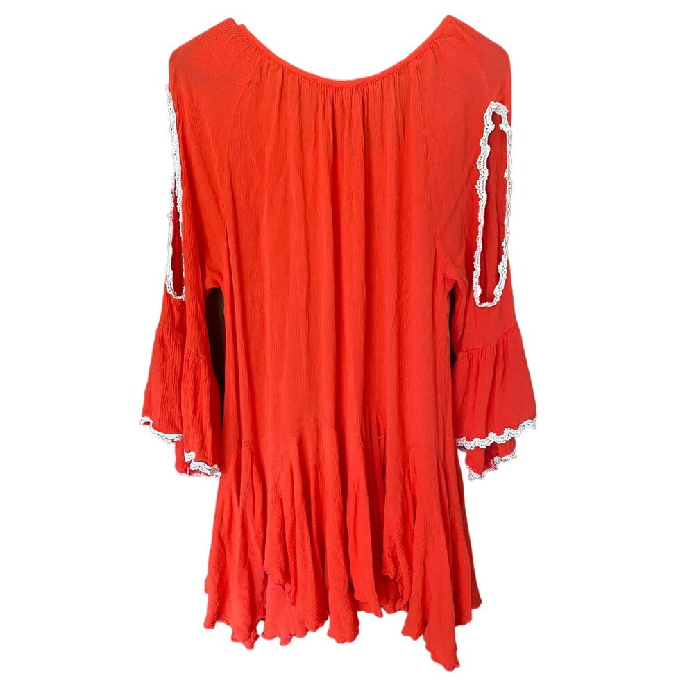 Indigo Soul Medium 100% Rayon Dress Scoop Neck Red - Picture 2 of 7